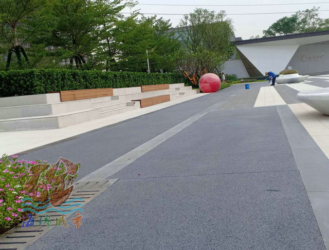 广州花都园林景观透水地坪完工
